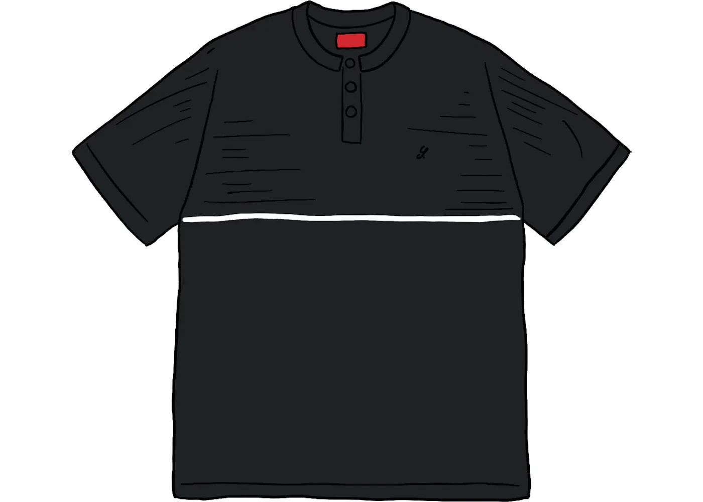 Мужская футболка с коротким рукавом Supreme S/S Henley, Black