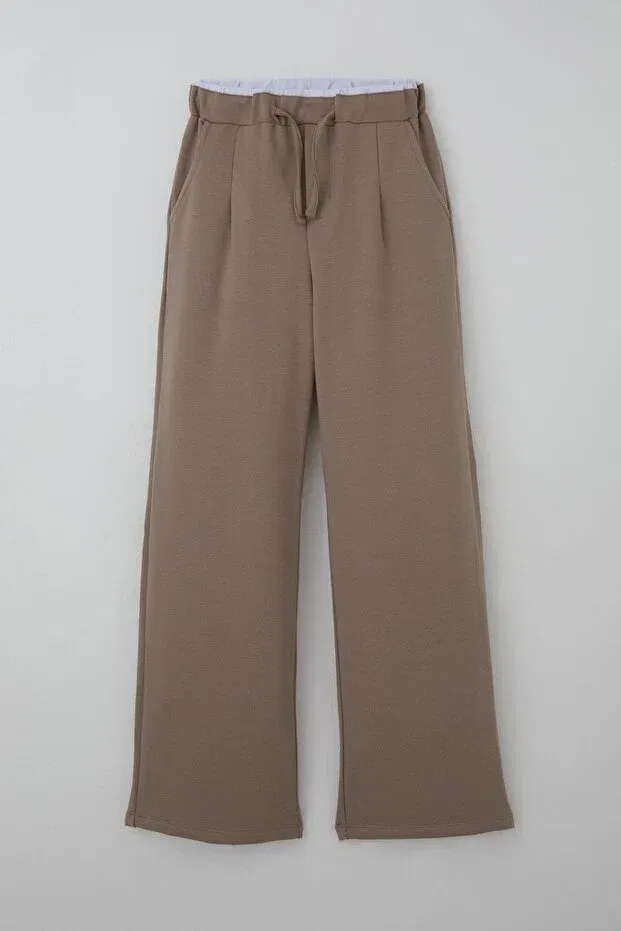 Детские спортивные штаны для девочек с эластичным поясом, модель Girl'S sweatpants with elastic waistband, lace-up detail and pockets, ages 9-14, mink, Breeze, Taupe — фото 4