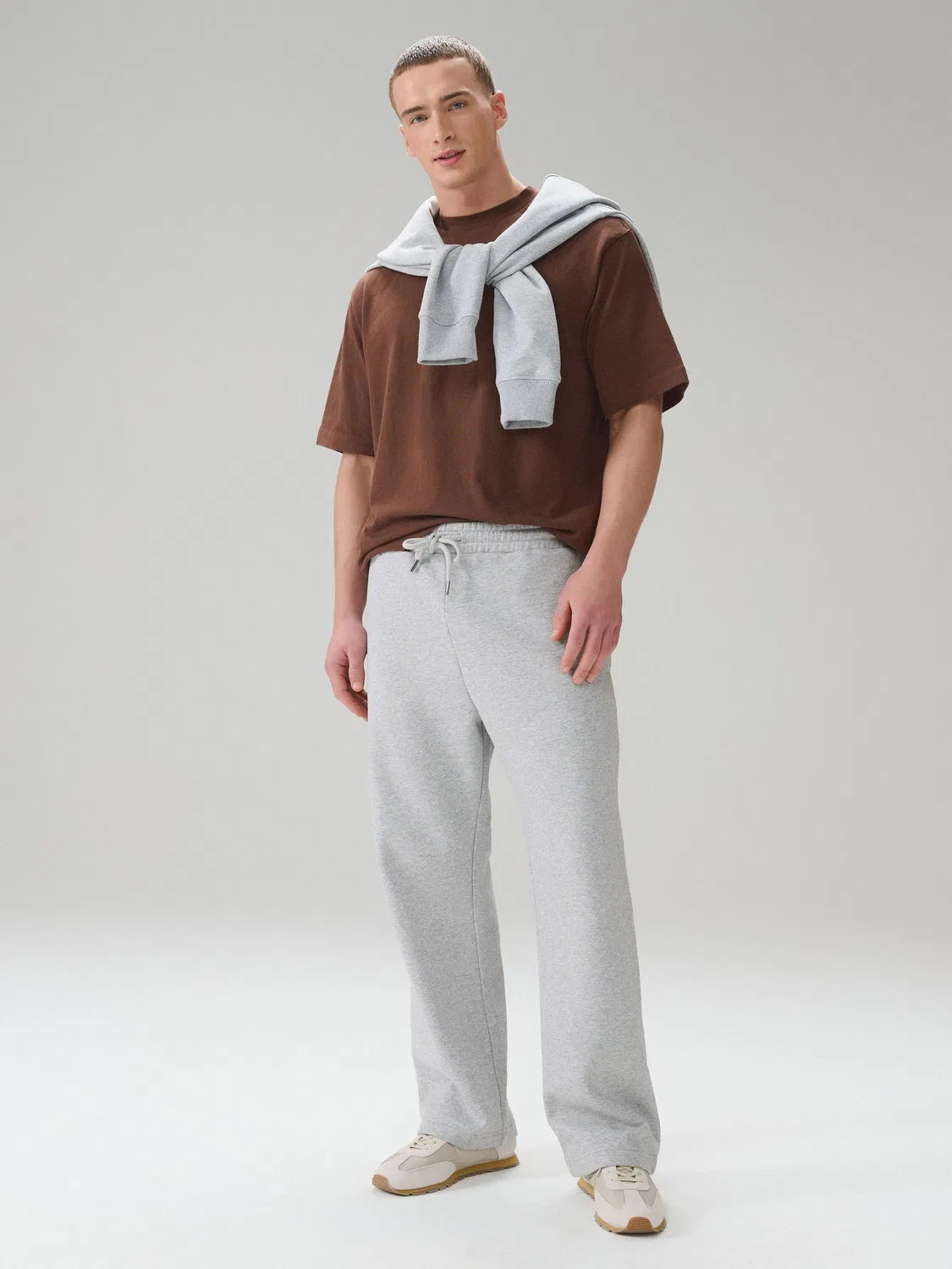 Джоггеры свободного кроя Grey Marl Relaxed Fit Brushback Next, серый меланж