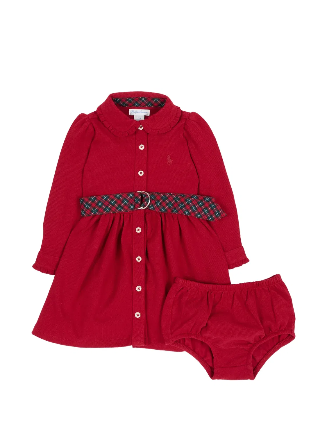 Платье с рюшами и поясом, красное Polo Ralph Lauren, красный