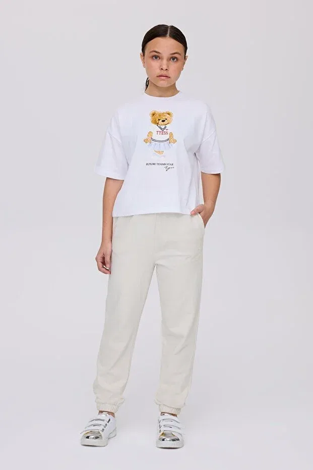 Детская хлопковое футболка для девочек Tyess, White