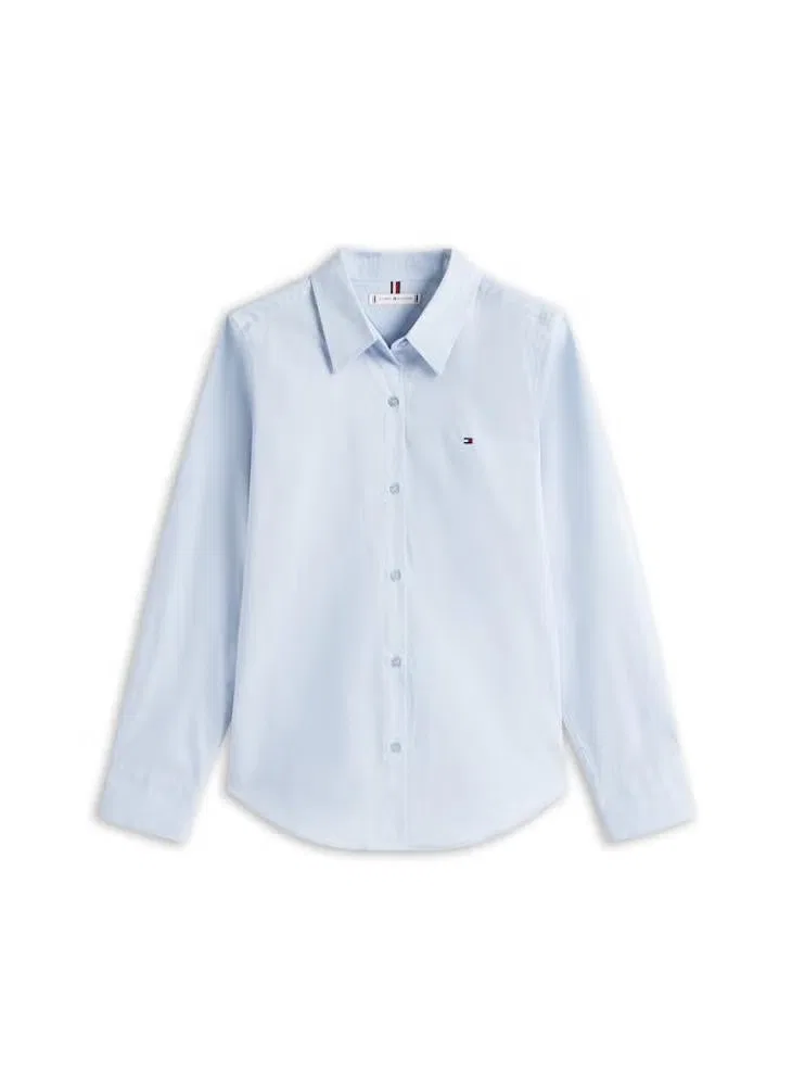 Рубашка с вышивкой флага хлопковая Regular fit Tommy Hilfiger, синий — фото 4