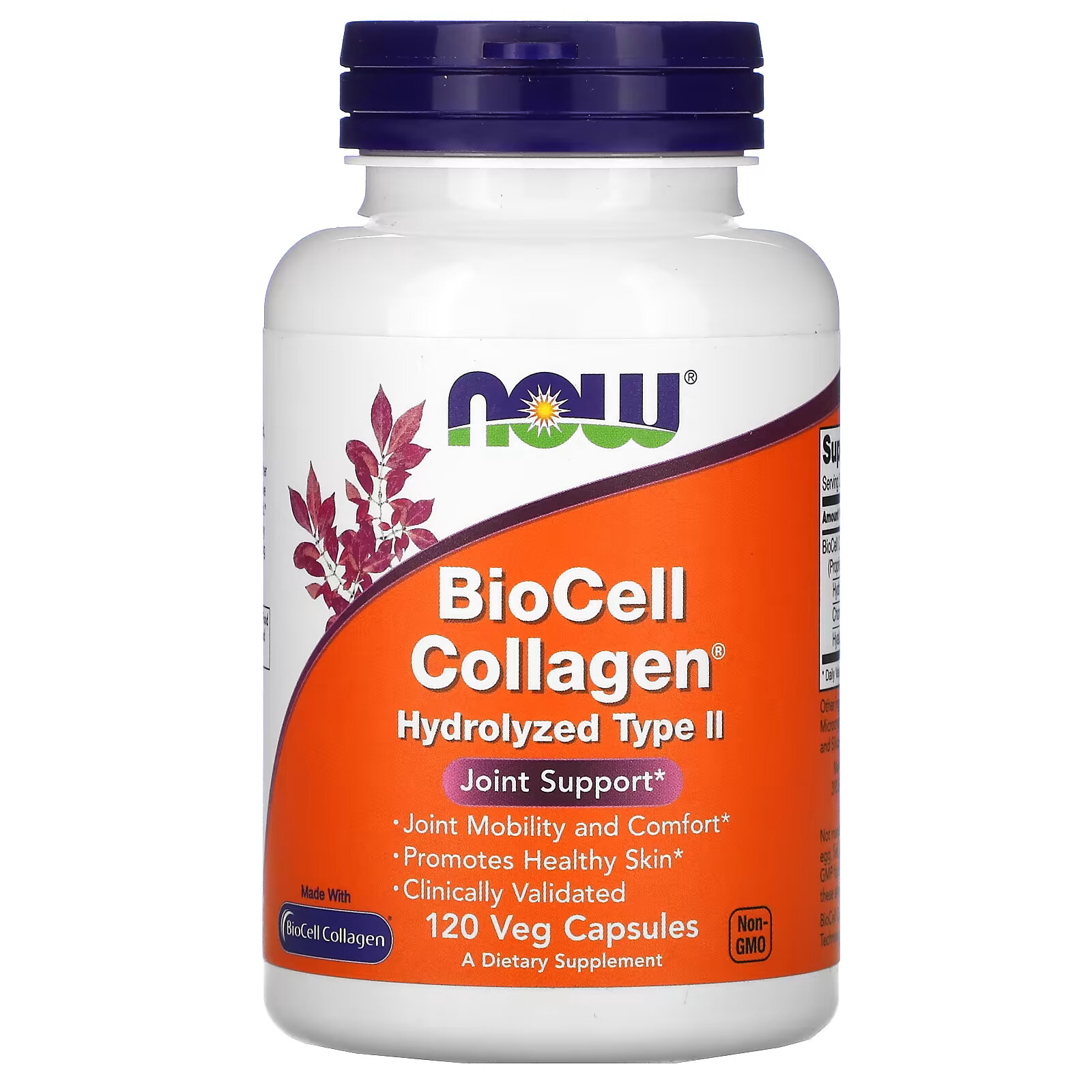 NOW Foods, BioCell Collagen, гидролизованный тип 2, 120 растительных капсул - фото