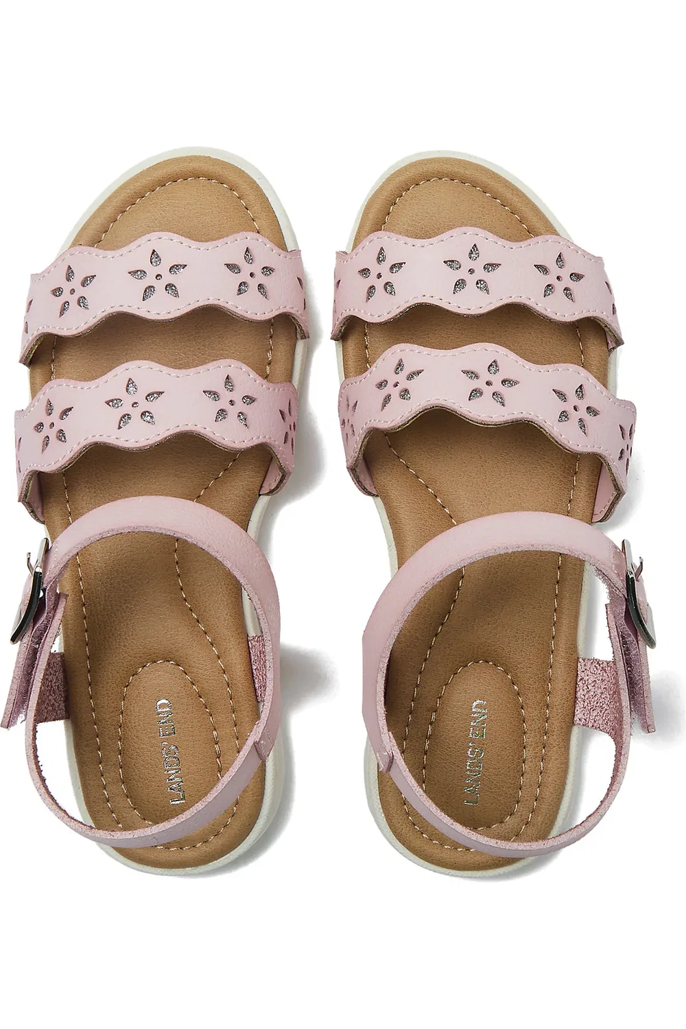 Детские сандалии с цветочным дизайном Easy On Flower Sandals Lands' End, бледно-сиреневый — фото 2