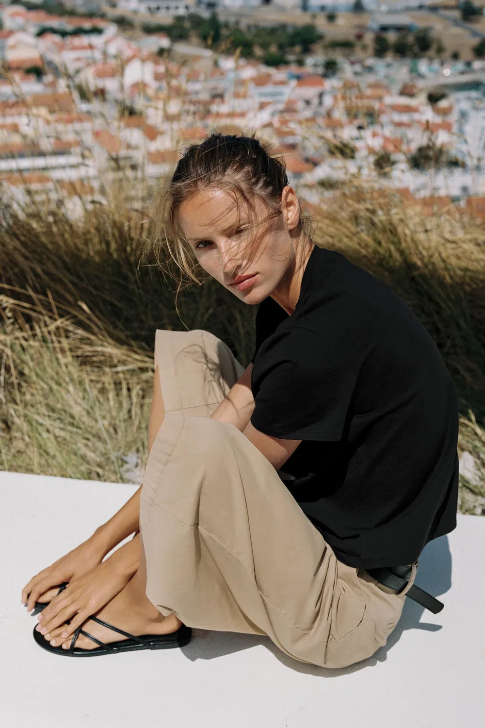 Хлопковая футболка с вышивкой ZARA, Black — фото 4