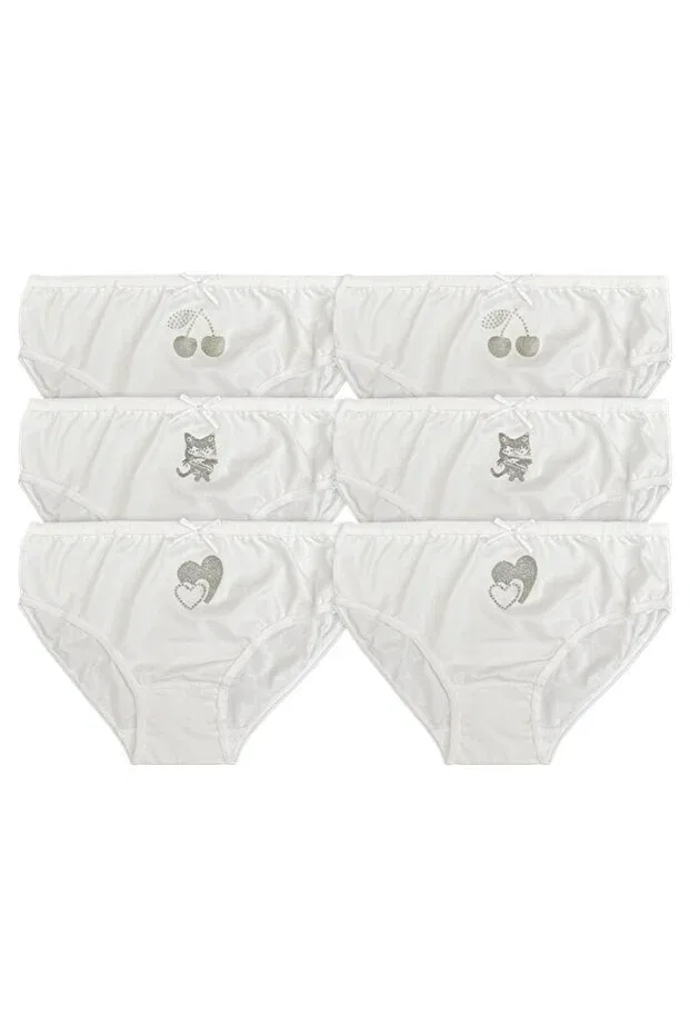 Детские трусы для девочек хлопковые 6 шт Slip Tekkaplan, White — фото 2