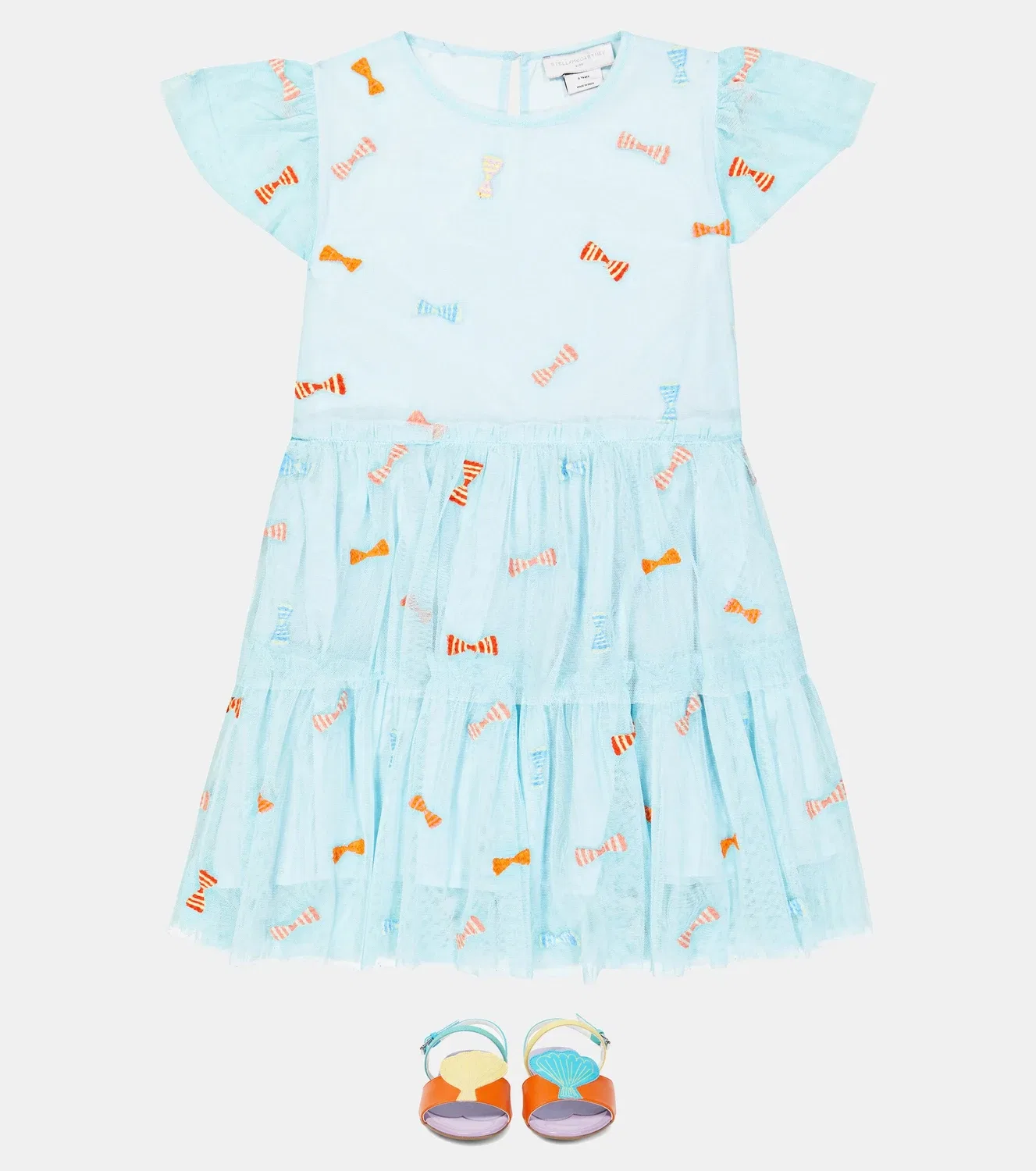 Платье с вышивкой и бантом Stella McCartney Kids, синий — фото 2
