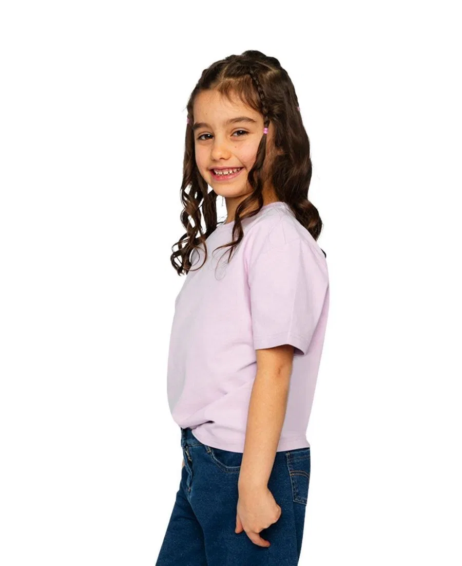 Футболка с широким коротким рукавом из плотного джерси, модель Girls Must-Haves Deux par Deux, Mauve — фото 2