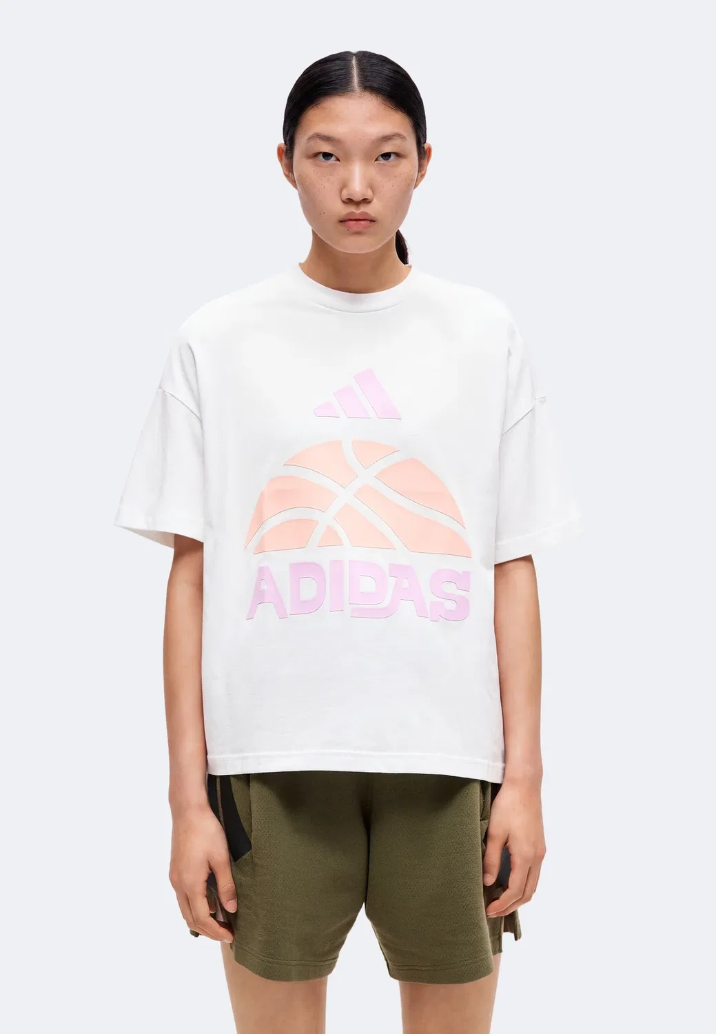 Футболка - футболка с принтом Adidas Performance, White/Bliss Lilac