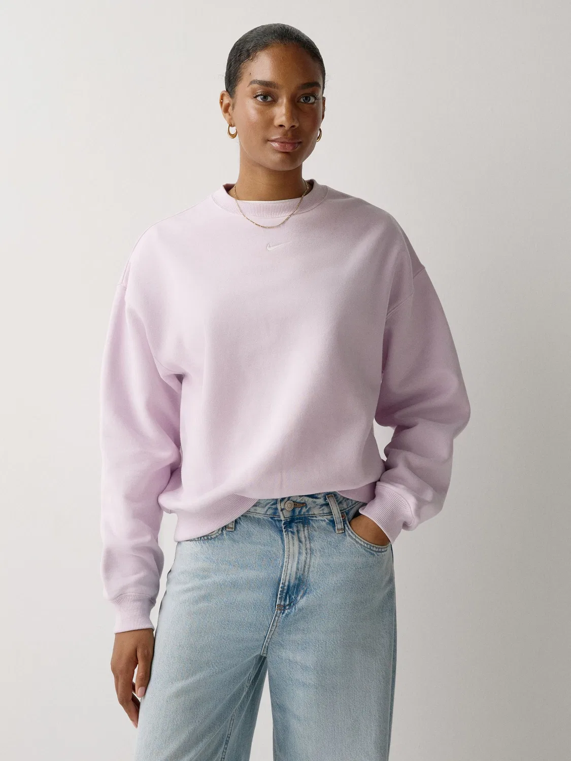Свитшот женский оверсайз, Studio Fleece Nike, Bleached Lilac
