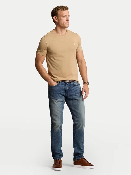 Футболка custom slim fit Polo Ralph Lauren, бежевый — фото 2