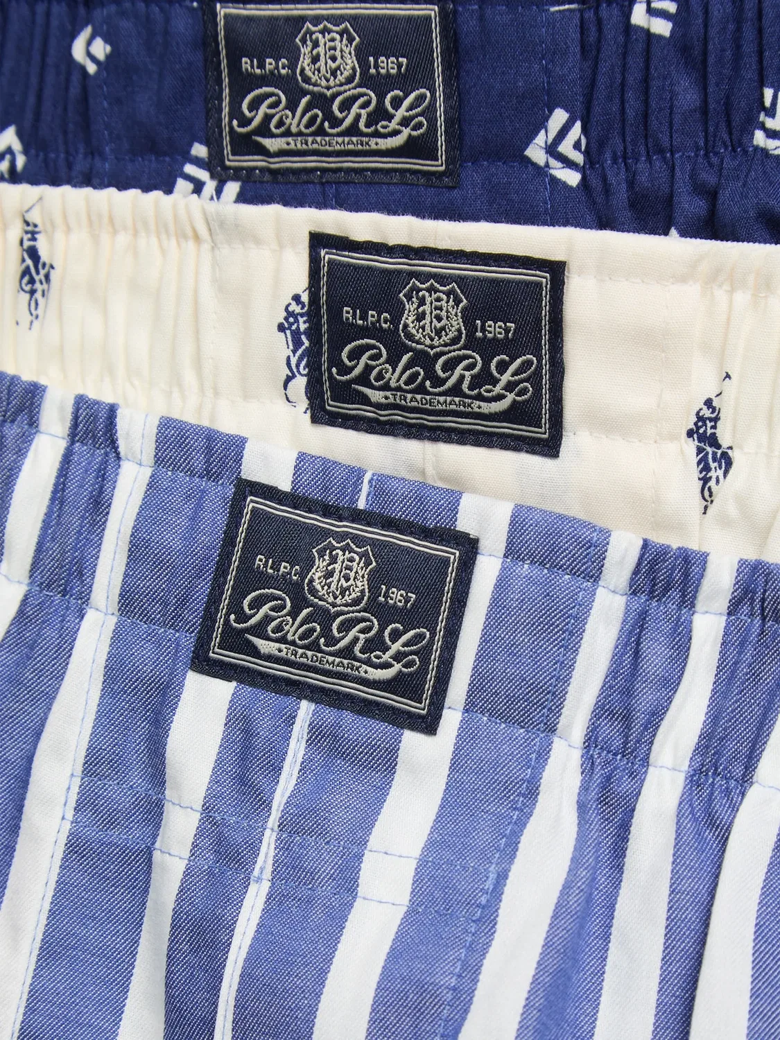 Трусы-боксеры в полоску, набор из трех - синие Polo Ralph Lauren, синий — фото 2