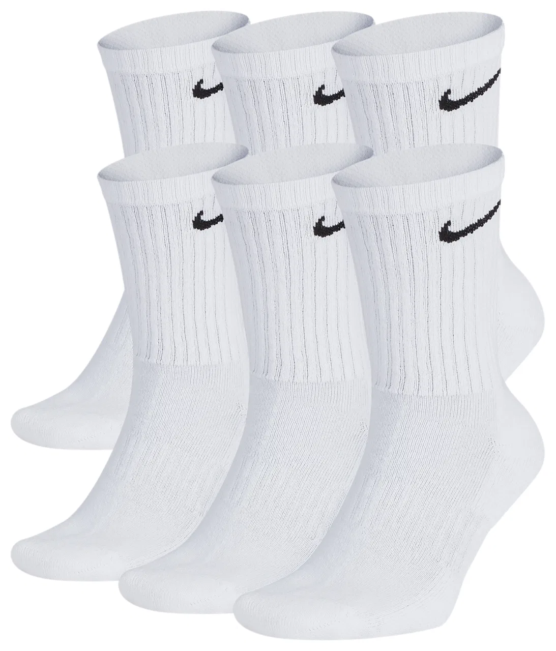 Мужские носки с усиленными пяткой и мыском 6 пар Everyday Cush Crew Nike, белый/черный