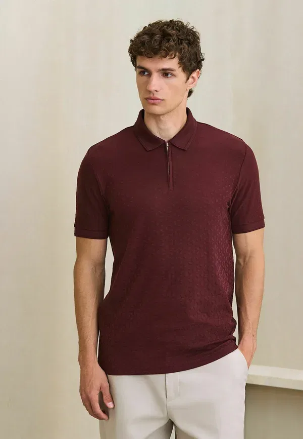 Поло Regular Fit Zip Neck Smart Polo Shirt Next, коричневый — фото 3