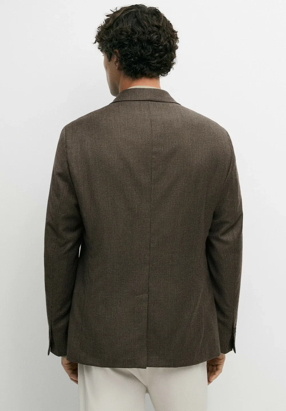 Пиджак из шерстяной смеси с карманами Massimo Dutti, Mottled Dark Brown — фото 3