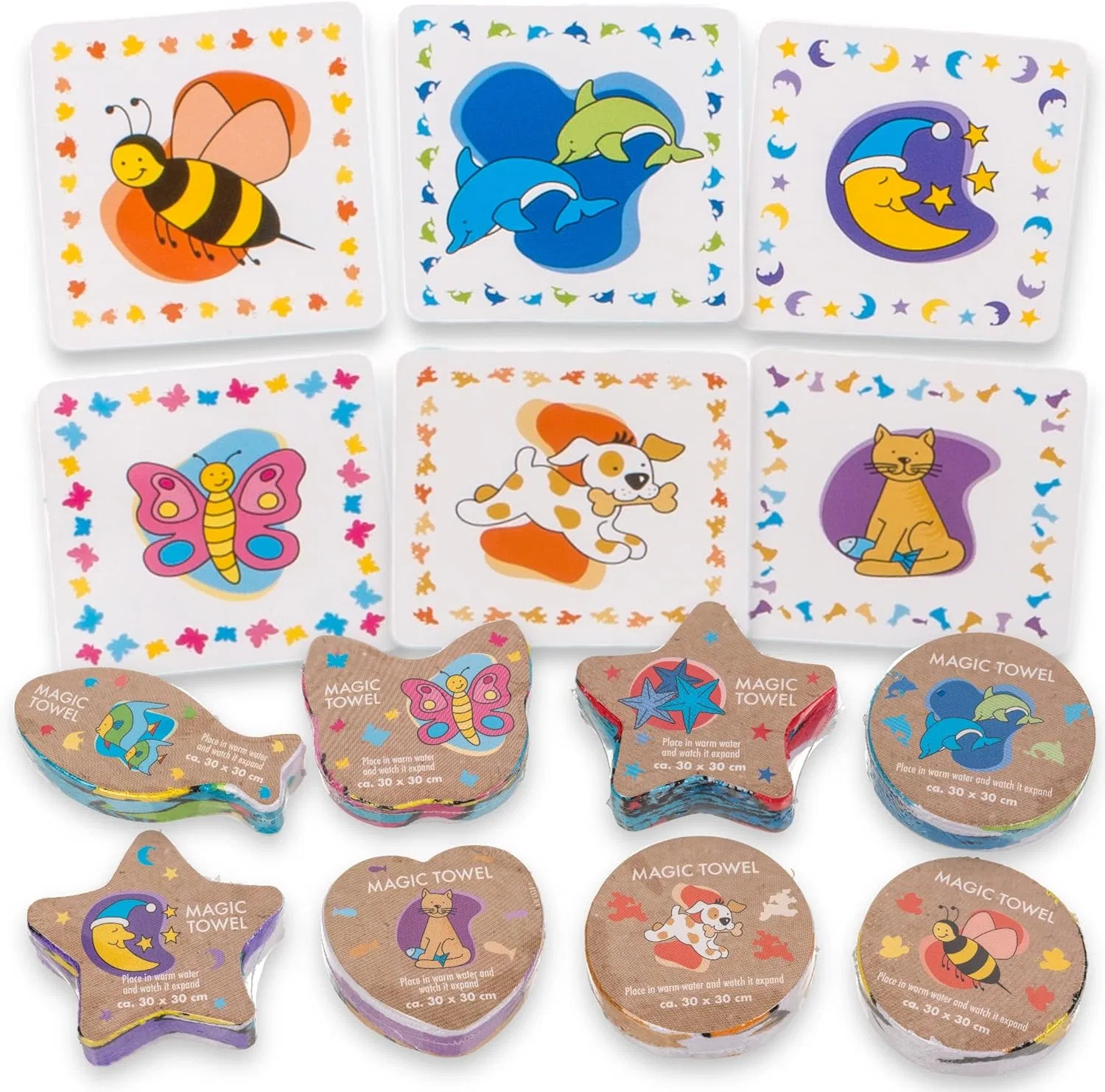 Набор магических полотенец, MIK funshopping, 4 шт., 30x30 см, Set of 8 Funny Animals