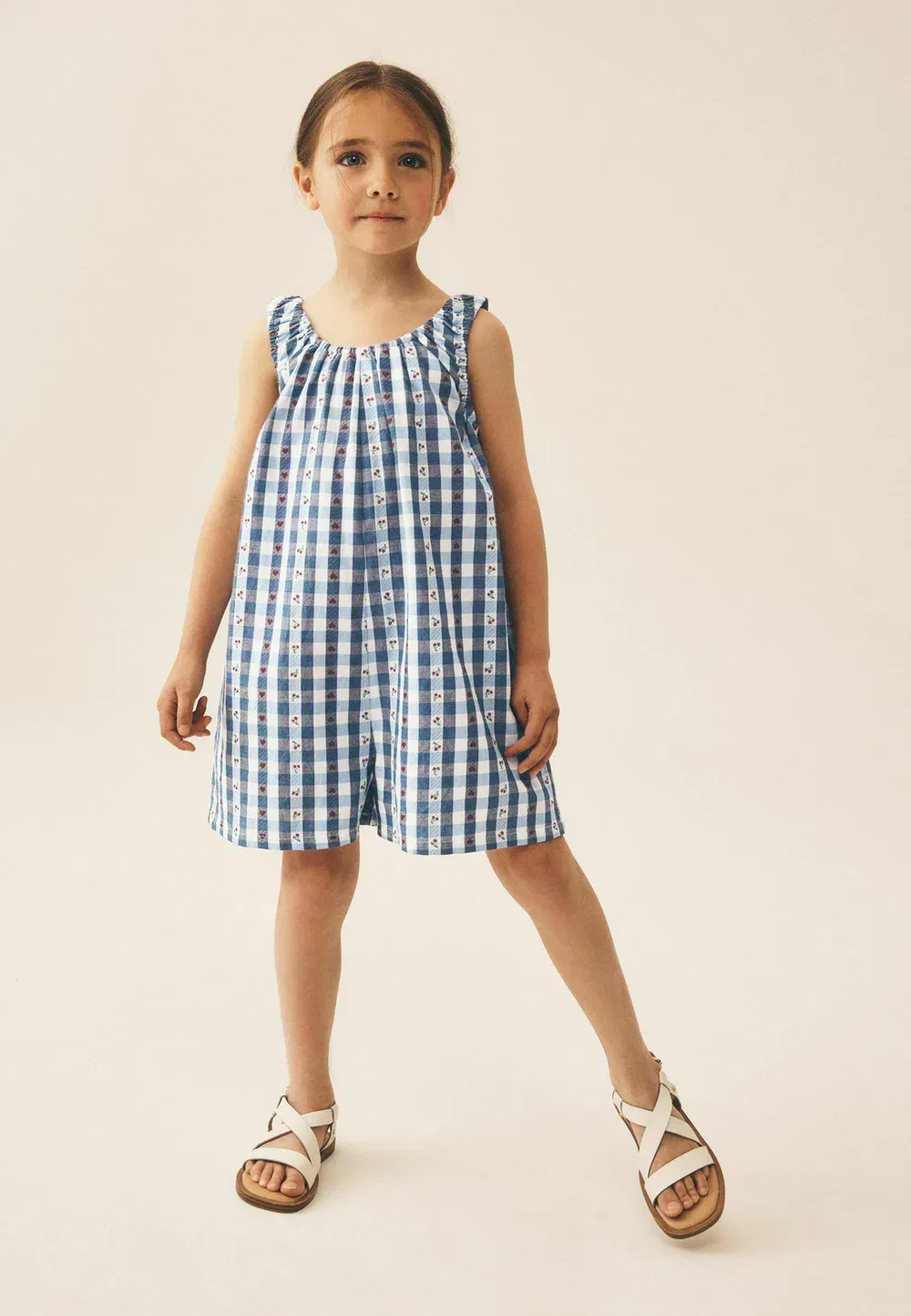 Комбинезон стандартного кроя с бретелями Next, Blue Gingham Cherry