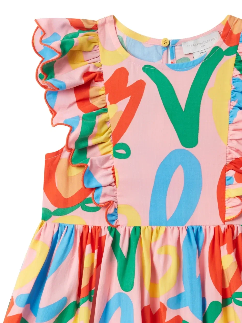 Платье с оборками и принтом "любовь" Stella McCartney Kids, розовый — фото 3