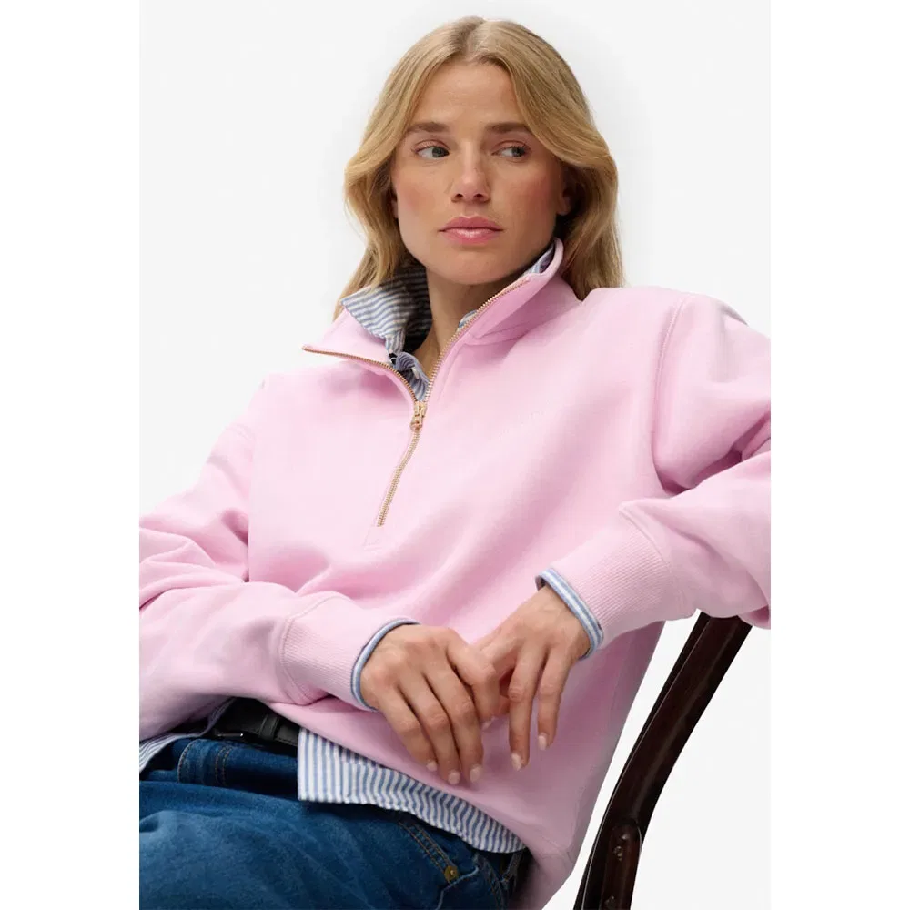 Худи Superdry Essential Logo Embroidered half zip, розовый — фото 4