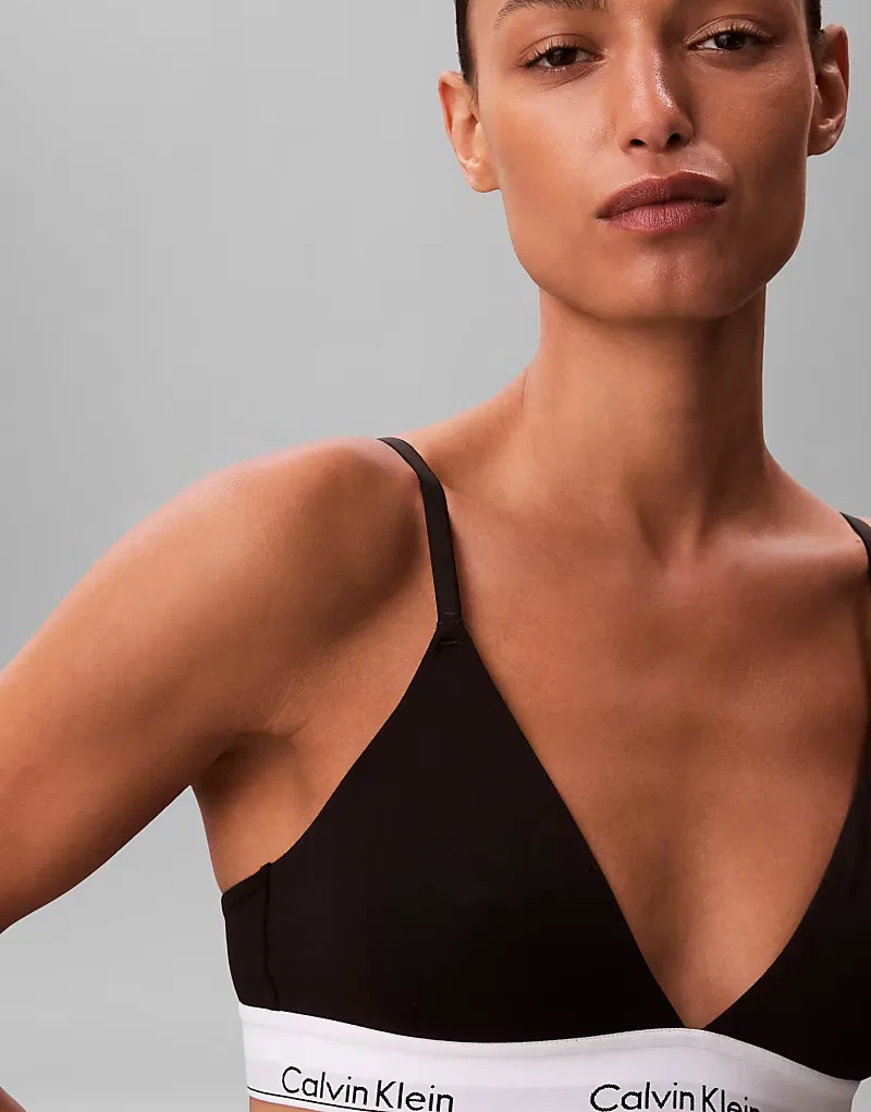 Бралетт треугольный с легкой подкладкой Icon Cotton Modal Calvin Klein, черный — фото 2