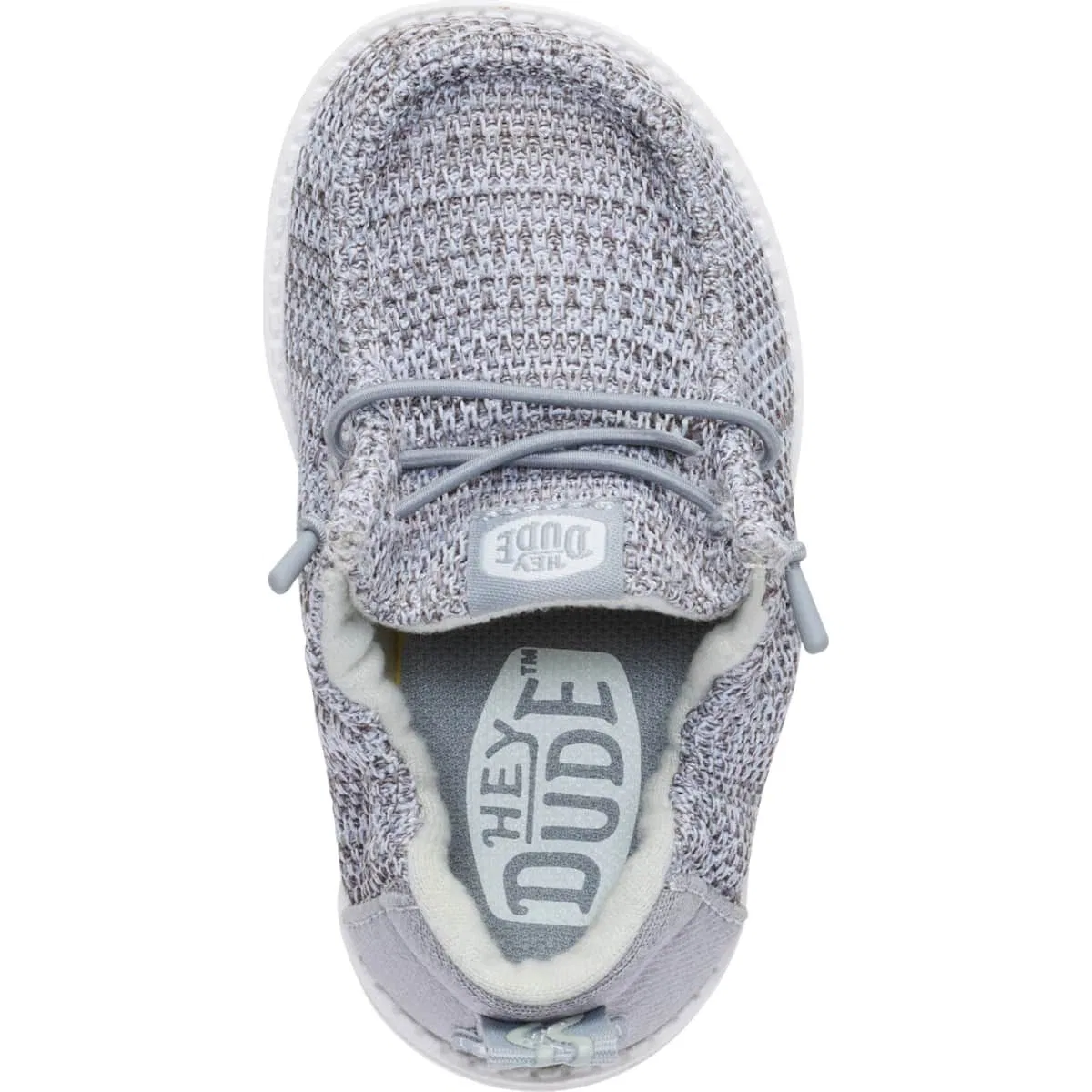 Детские туфли-слипоны с эластичными шнурками LilDude Slip On HEYDUDE, Grey White — фото 3