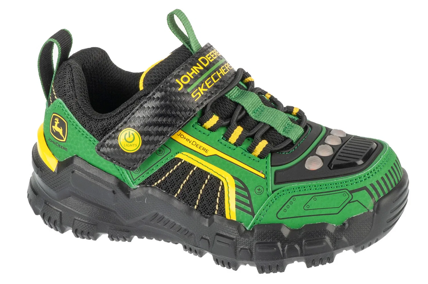 Детские ботинки для мальчиков на липучках Adventure Track Rugged-Brights SLIGHTS x John Deere Skechers, Green Black Yellow
