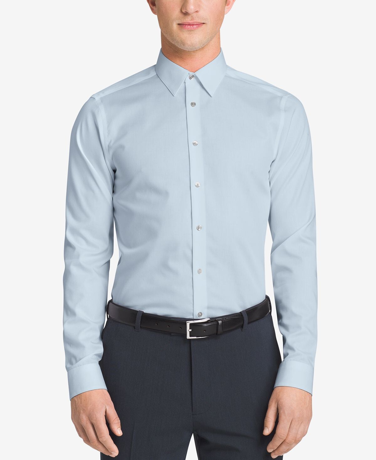 Мужская классическая рубашка slim fit non iron performance с воротником в елочку Calvin Klein, синий — фото 3