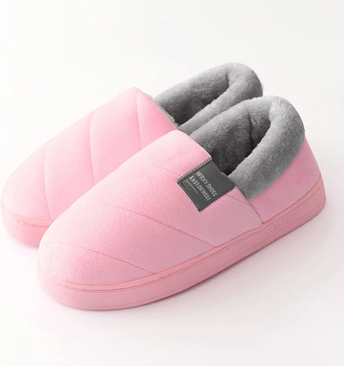 Женские шлепанцы с овечьей шерстью, Pink — фото 3