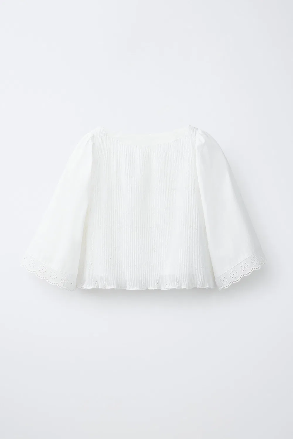 Вышитый плиссированный топ ZARA, White