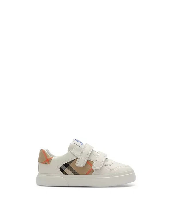 Детские кроссовки для девочек с клетчатым принтом Noah Check & Leather Sneakers Burberry, Sand Ip Check