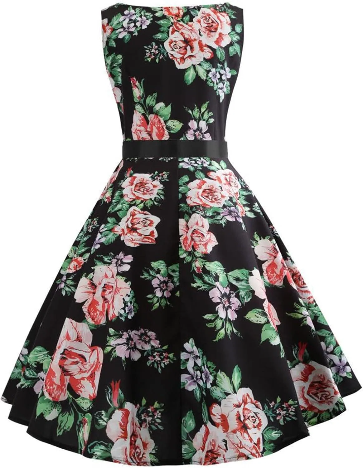 Женское коктейльное платье винтажное 1950-х sleeveless swing midi, Black — фото 4