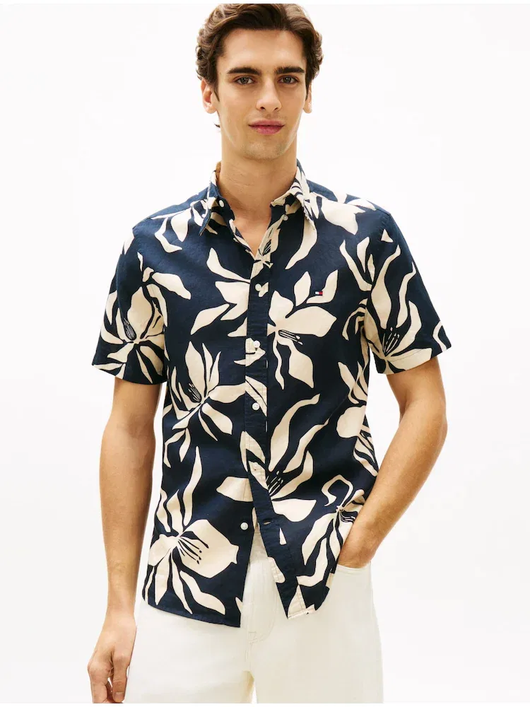 Рубашка с цветочным принтом Regular Fit TOMMY HILFIGER, Navy