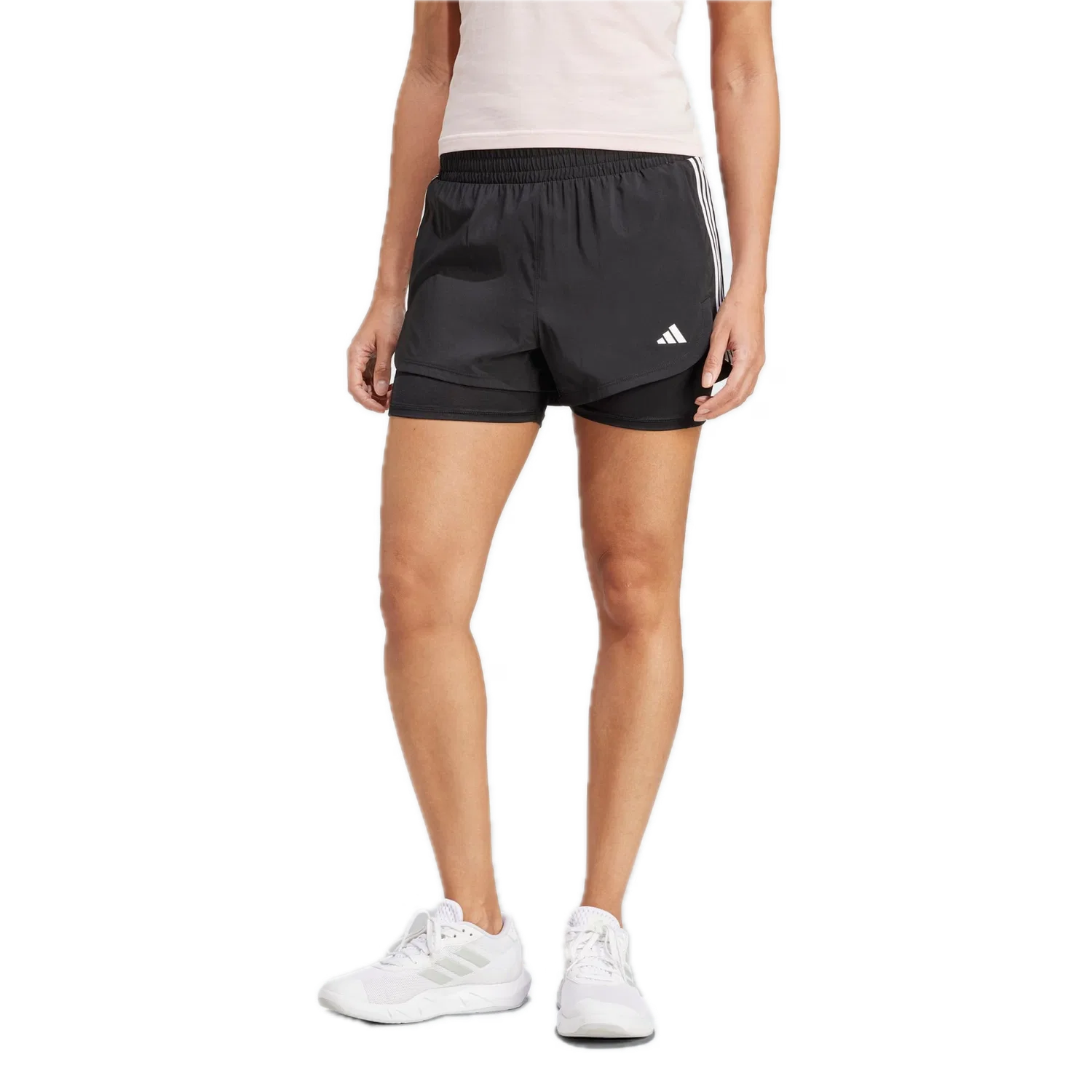 Женские спортивные шорты с тремя полосками Adidas Pacer, черный — фото 2