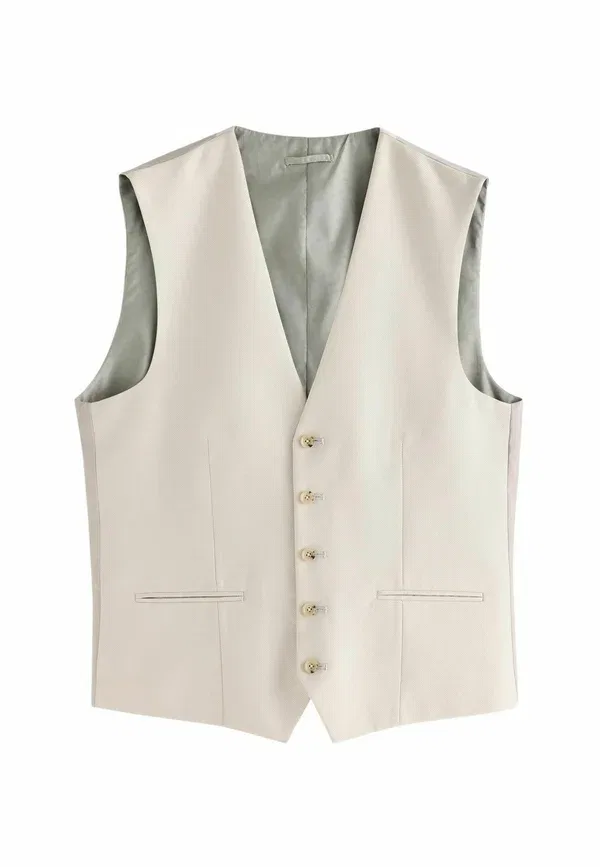 Жилет с V-образным вырезом Textured suit: waistcoat - regular fit - liemene Next, ecru, экрю — фото 3