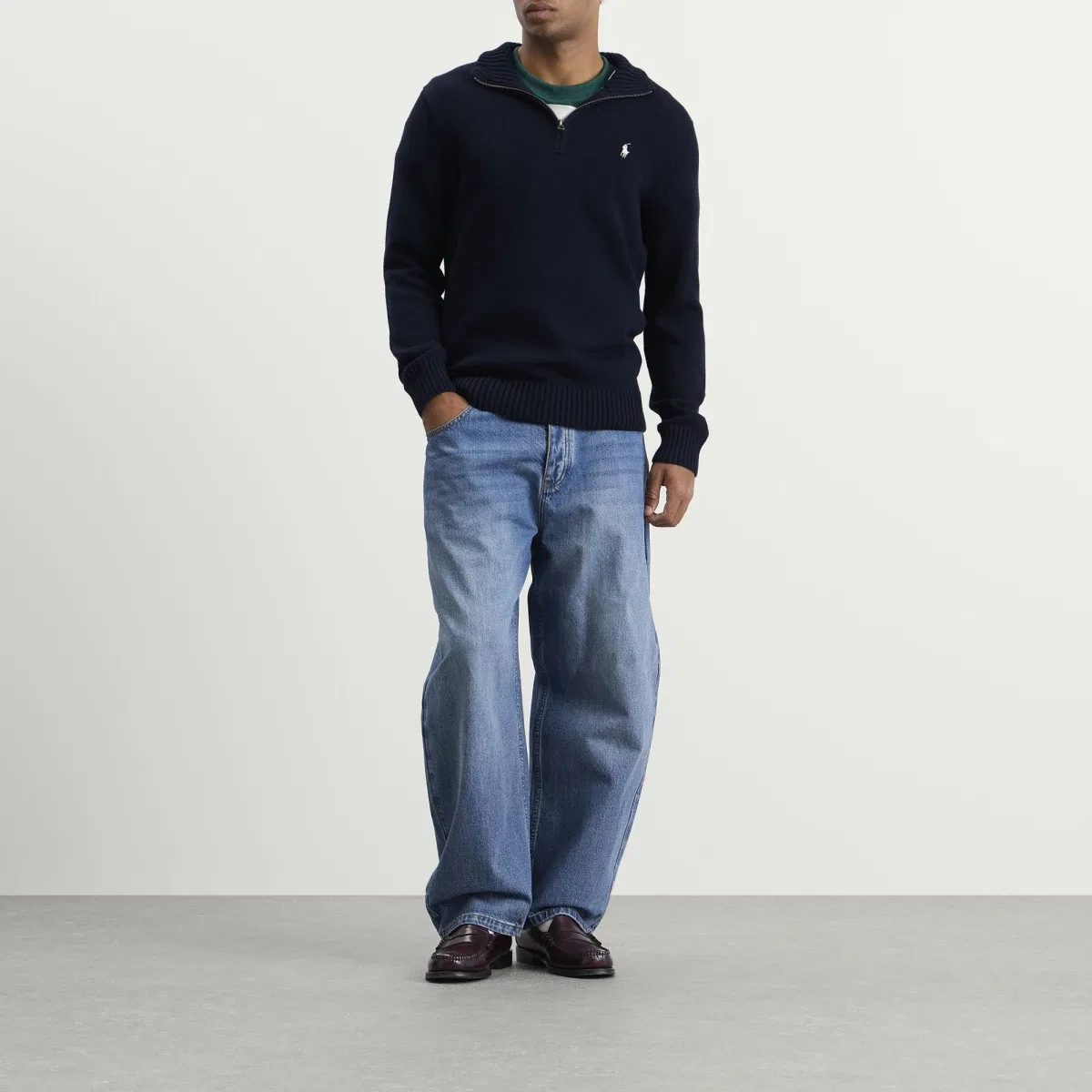Джемпер с воротником-хомутом и четвертной молнией Polo Ralph Lauren, Hunter Navy W/ C8135 Pp — фото 4