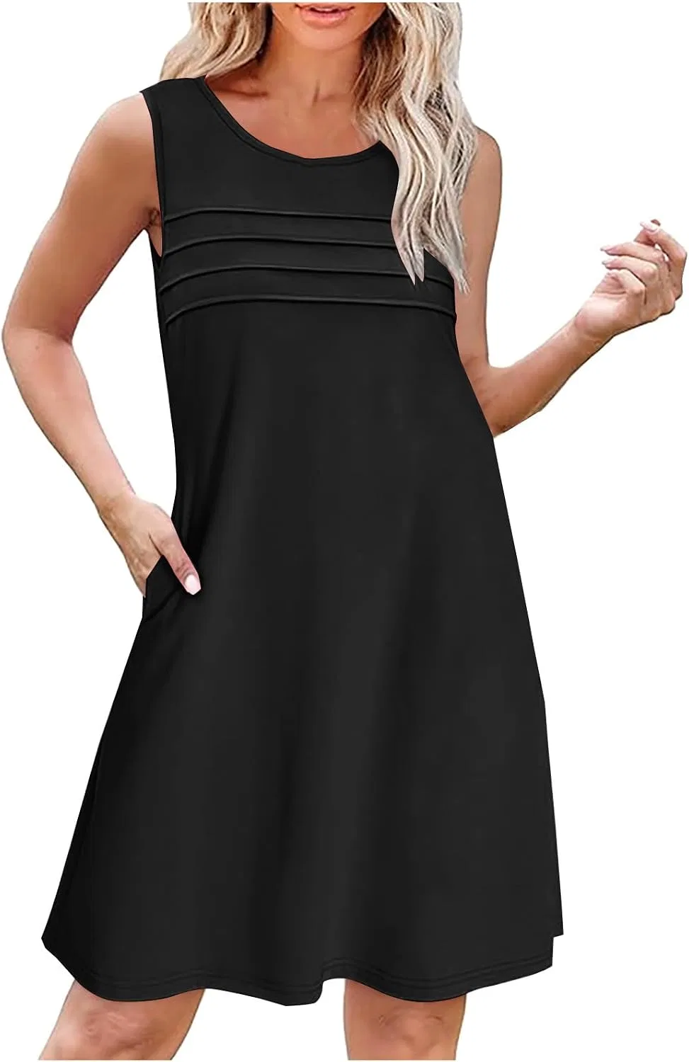 Женское свободное пляжное платье с карманами, Black