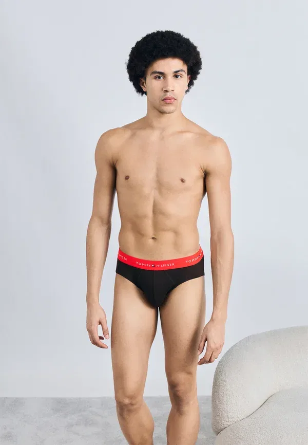 Боксеры из хлопка 3-pack signature repeat logo waistband briefs Tommy Hilfiger, Red/Sea/Raspberry Juice, красный/малиновый