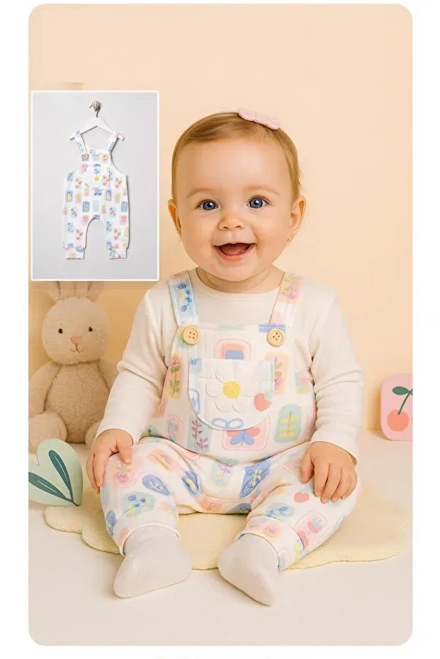 Детский комбинезон для девочек хлопковый Mandalinsbaby, White — фото 2