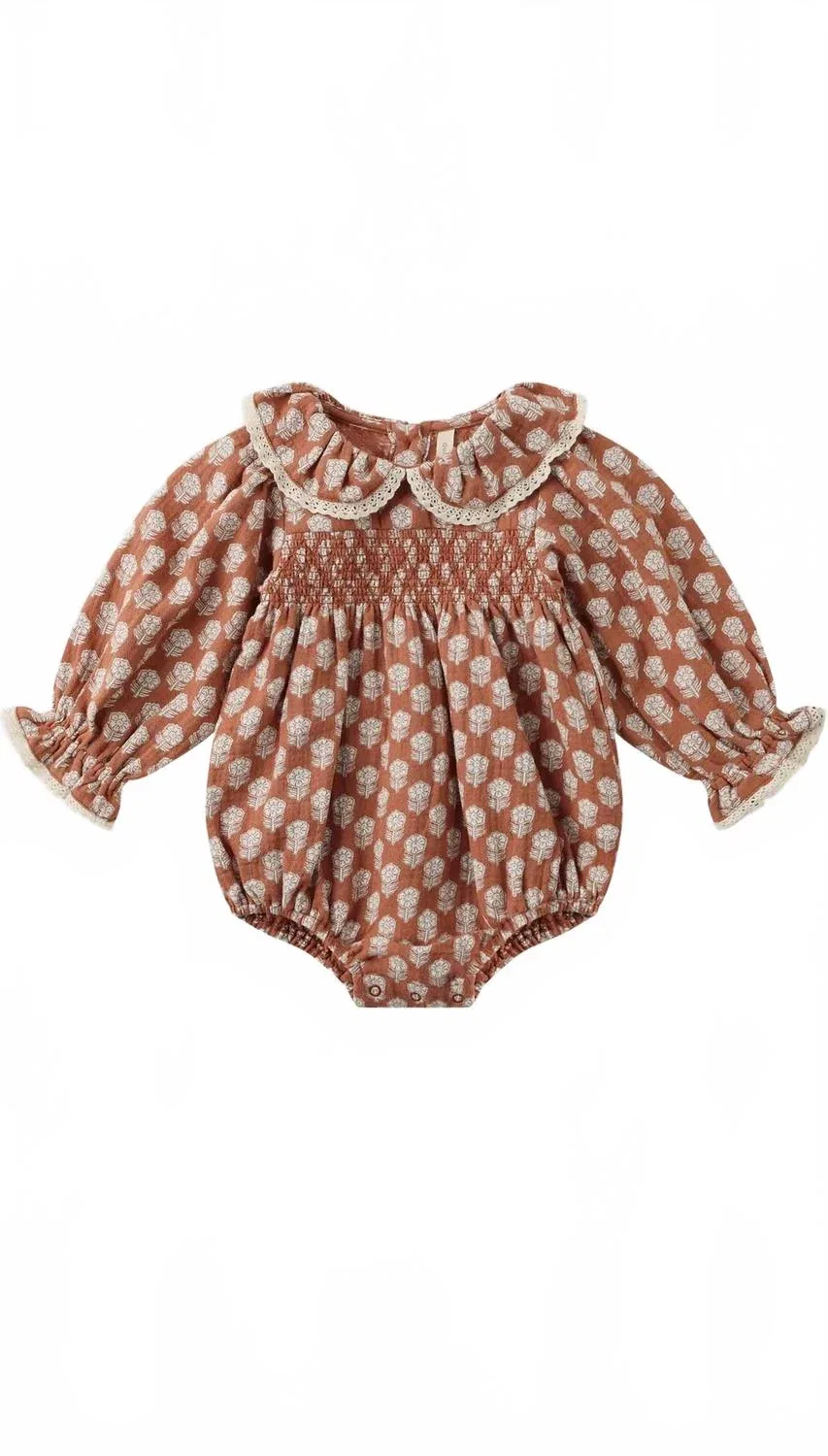 Детский боди-комбинезон для девочек с длинным рукавом и воротником Callie Romper Rylee + Cru, розовый