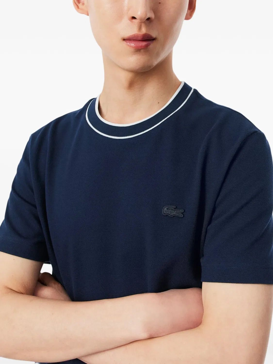 Футболка с логотипом и контрастной отделкой Lacoste, синий — фото 2