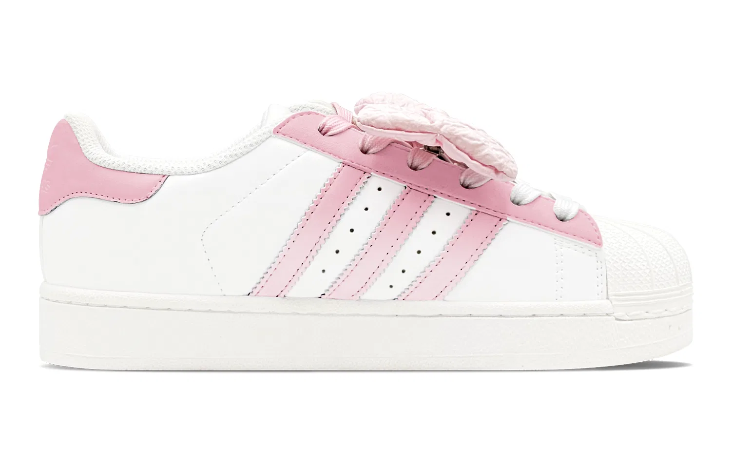 Детские кроссовки с ручной росписью Adidas Originals Superstar 2, Pink White — фото 4