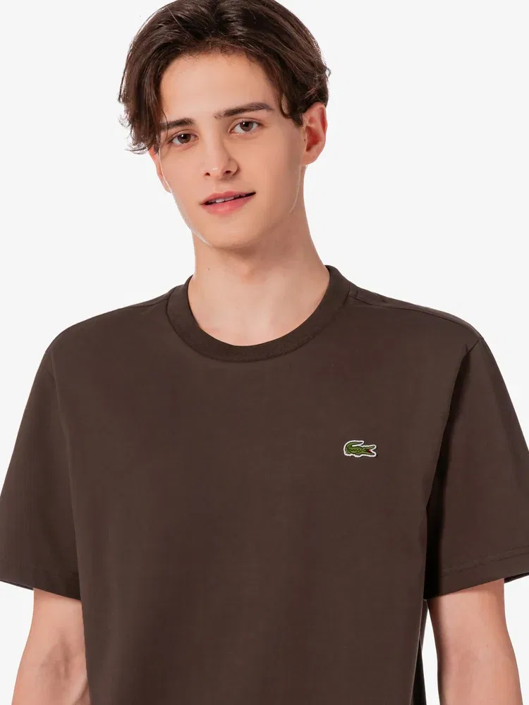Футболка с коротким рукавом, хлопковая, Basic Crew Neck LACOSTE, Antique Gold — фото 2