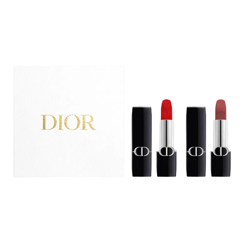 Женский набор помад DIOR Vivid Blue Gold, 688 Rose Pink Brown и 999 Legend Red, Velvet