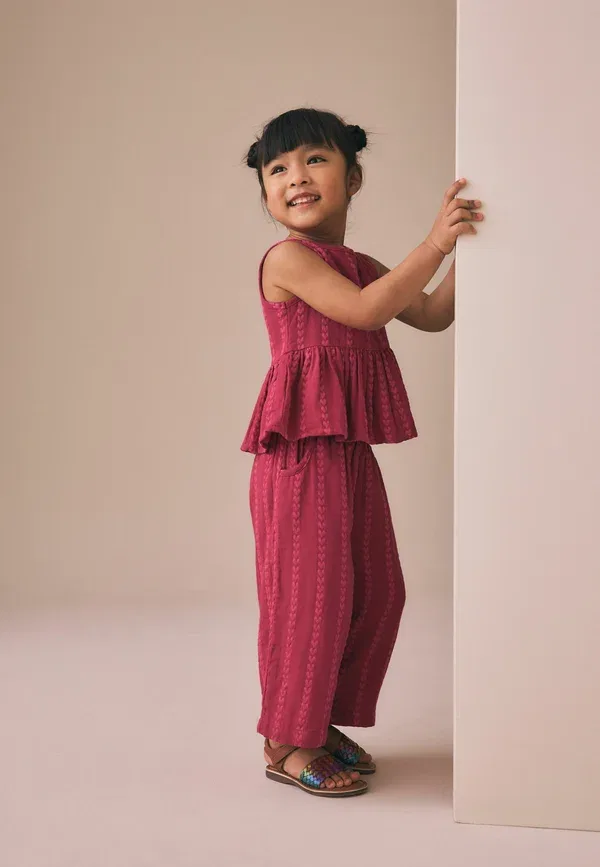 Комплект из топа и брюк, хлопок, Regular fit - top and trousers set, Next, Berry Pink, розовый — фото 3