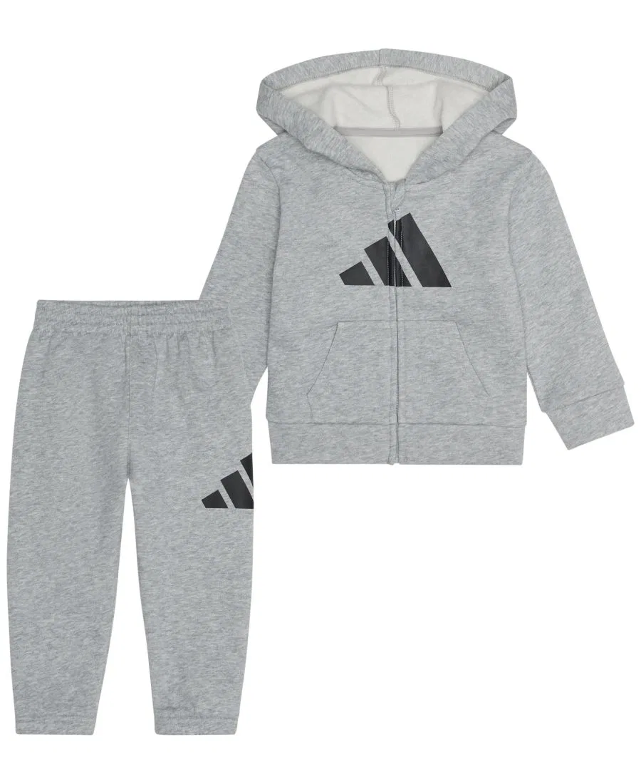 Комплект из футера: куртка на молнии с капюшоном и джоггеры adidas, Gray Heather