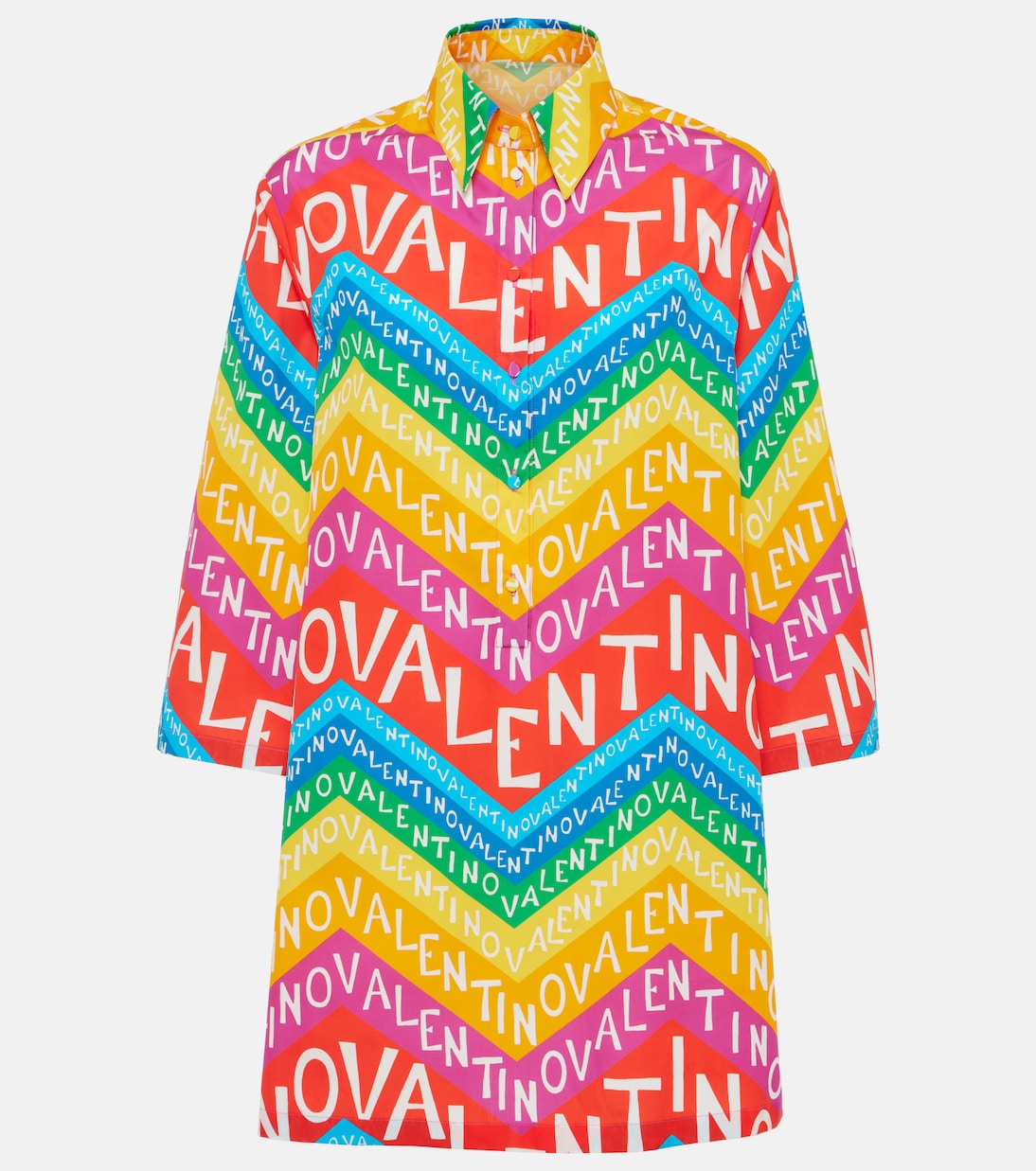 

Платье-рубашка из хлопка с логотипом Valentino, разноцветный