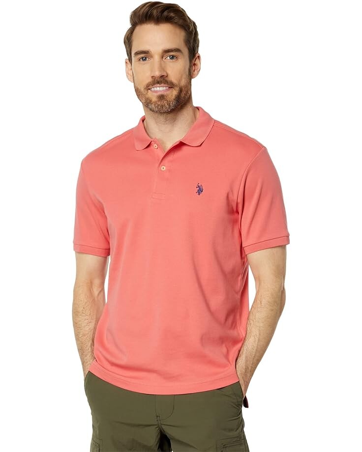 Поло U.S. POLO ASSN. Solid Interlock Polo, коралловый