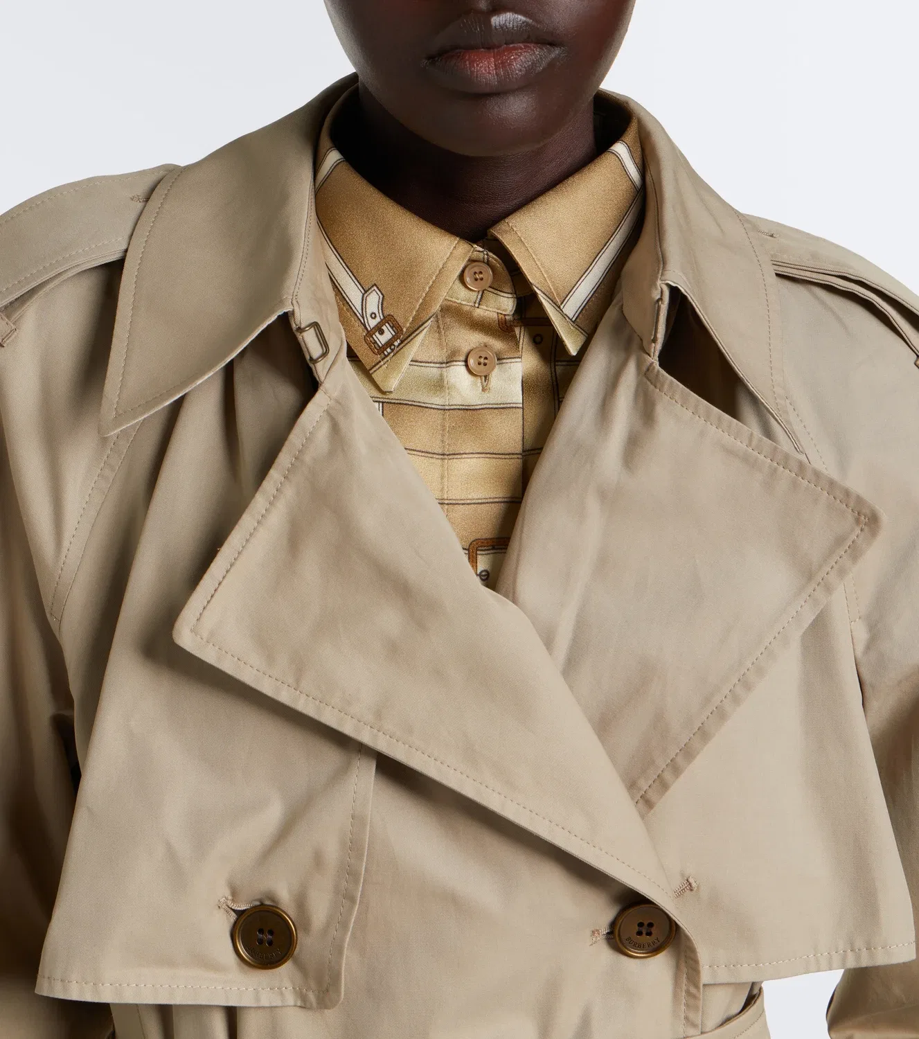 Тренч из хлопкового габардина Tillydrine Burberry, бежевый — фото 3