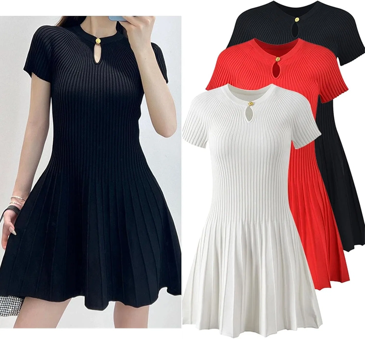 Женское облегающее платье V-образным вырезом Red Bodycon, White — фото 2