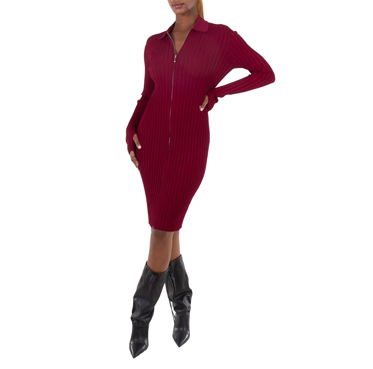 Платье трикотажное с длинным рукавом EKD Ribbed-Knitted Long Sleeve Dress Burberry, Ripple